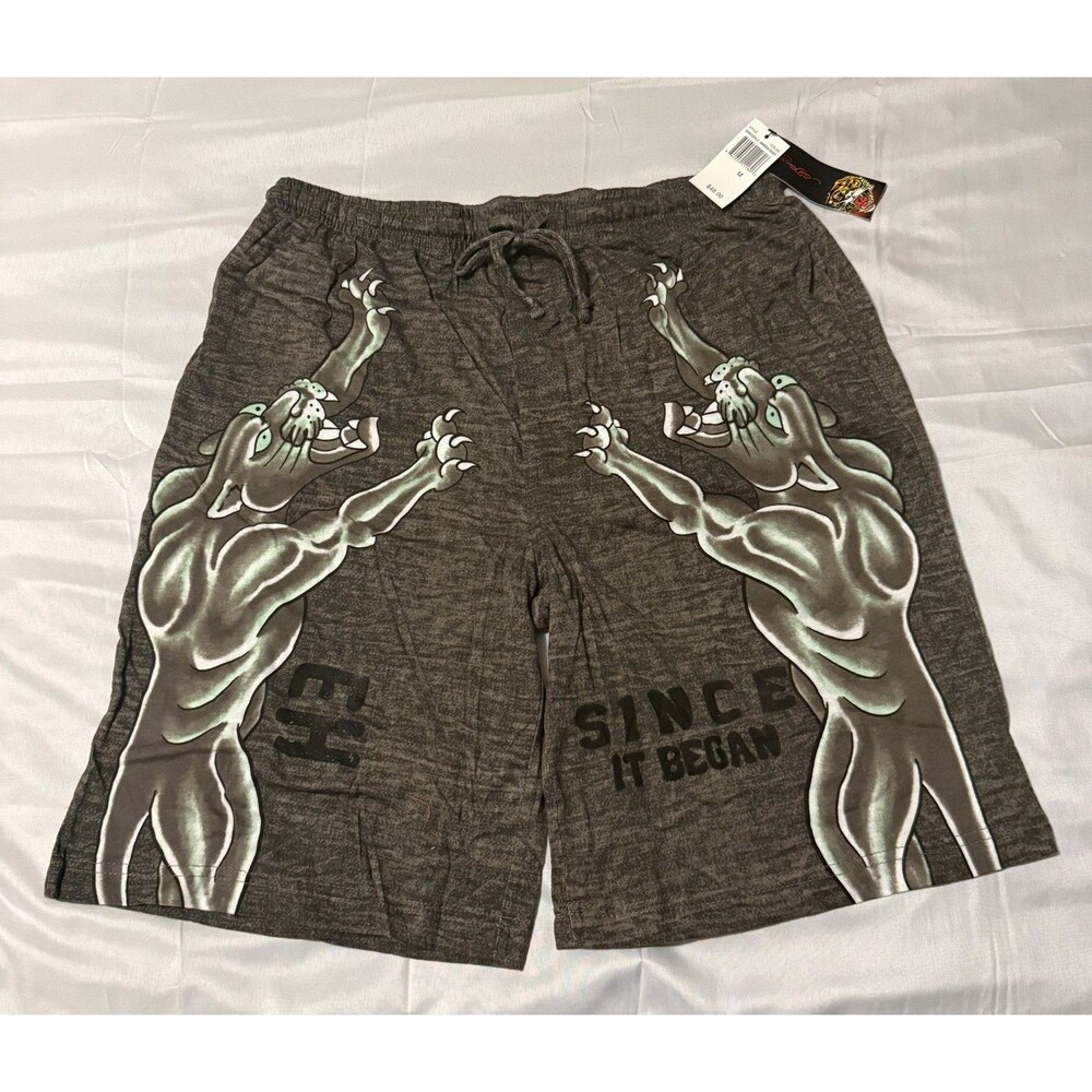Ed Hardy Men's Soft Knit Sleep Lounge Shorts with Panther Graphic. Size Medium